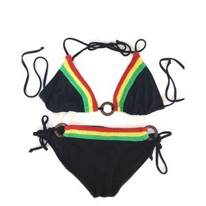 Rasta crochet trim bikini